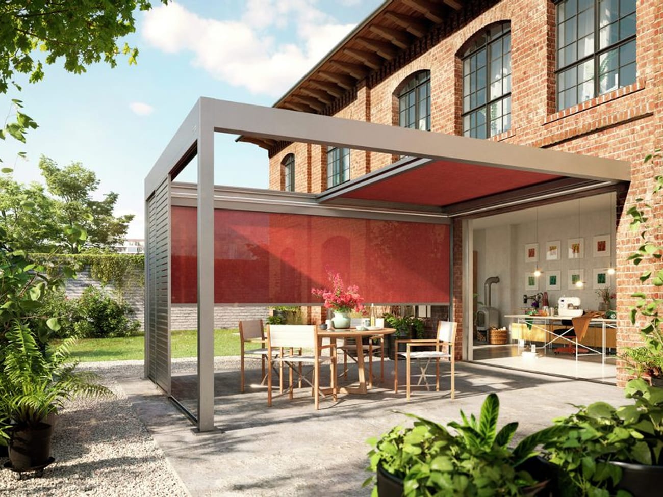Pergola mit Lamellendach (Warema Lamaxa L50) aus Aluminium